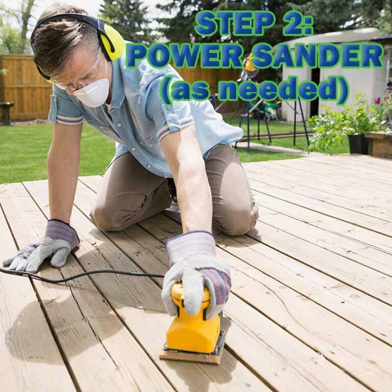 Sanding a deck to prep it for sealer or stain